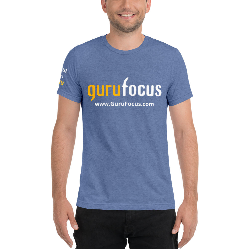 GuruFocus Invest Like a Guru shoulder slogan Tri-Blend T-Shirt