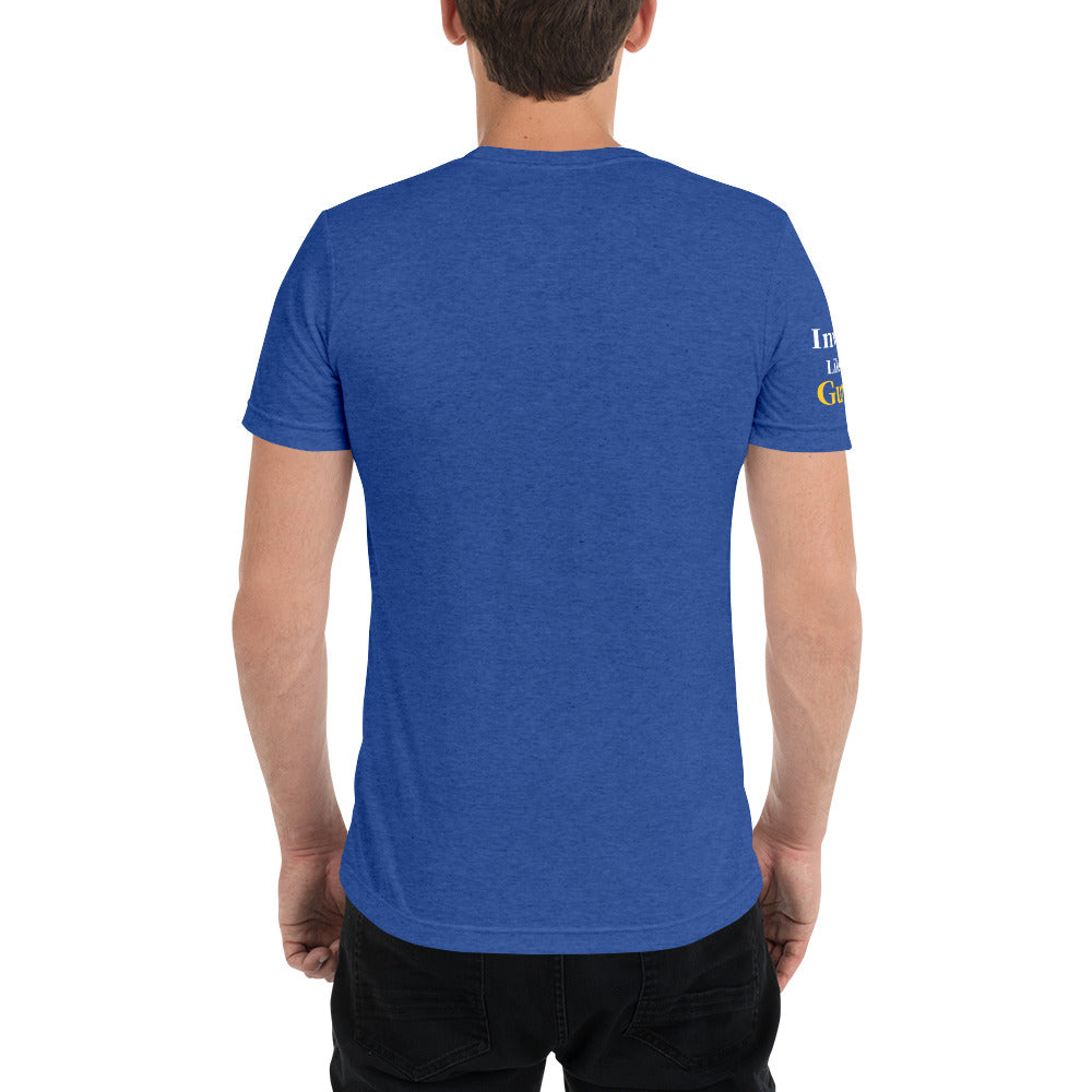 GuruFocus Invest Like a Guru shoulder slogan Tri-Blend T-Shirt